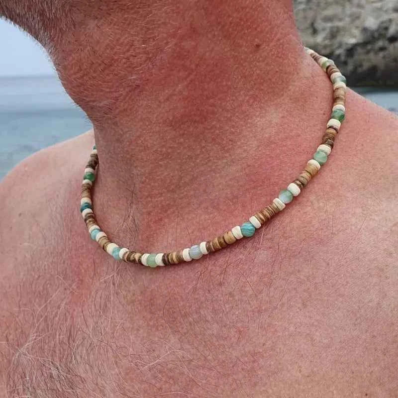 Laut Turquoise Wood Necklace Boho Beach Surfer Adjustable Bead Necklaces for Women Men Summer Jewelry Gifts