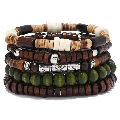 Ethnic 4-5pc/set wood bead tree Cactus Charms bracelets - Pedlar's Attic
