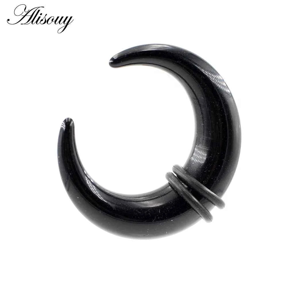 2pcs Acrylic C Sahpe Buffalo Horn Ear Pincher Septum Rings Piercing Black Ear Taper Stretcher Expander Body Jewelry 1.6mm-16mm