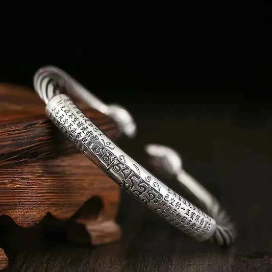 Buddhist Mantra Lotus Mantra Cuff Bracelet for Men Fashion Charm Religious Prayer Amulet Jewelry Gift