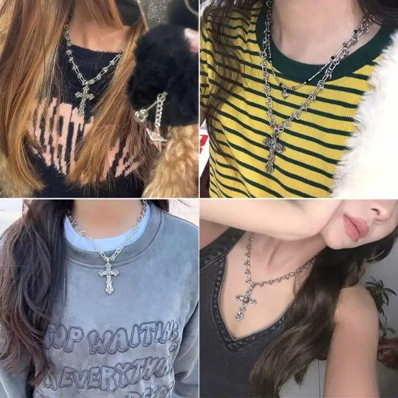 The Retro Relic — Vintage Cross Punk Chain Necklace