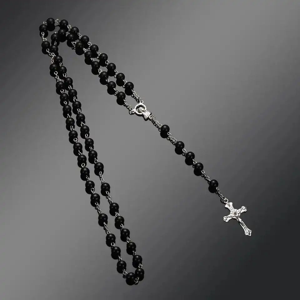 The Sacred Thread — Vintage Rosary Bead Cross Necklace