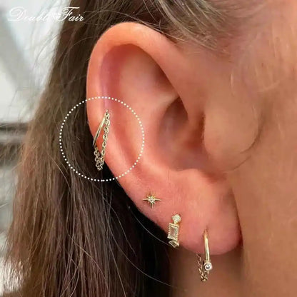 Helix & Daith Earrings with Chain | Dainty Cartilage & Tragus - Pedlar's Attic