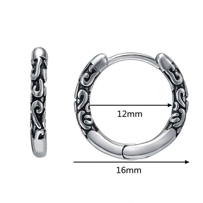 Vintage Simple Small Hoop Earrings Stainless Steel Hypoallergenic Earrings for Men Women Cool Indian Boho Jewelry - Pedlar's Attic