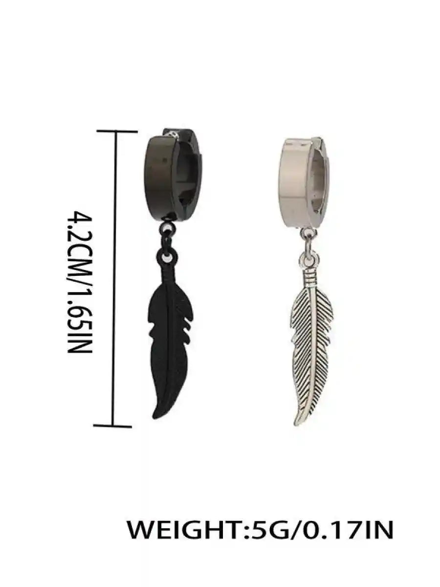 Punk Style Feather Design Dangle Earrings - Pedlar's Attic