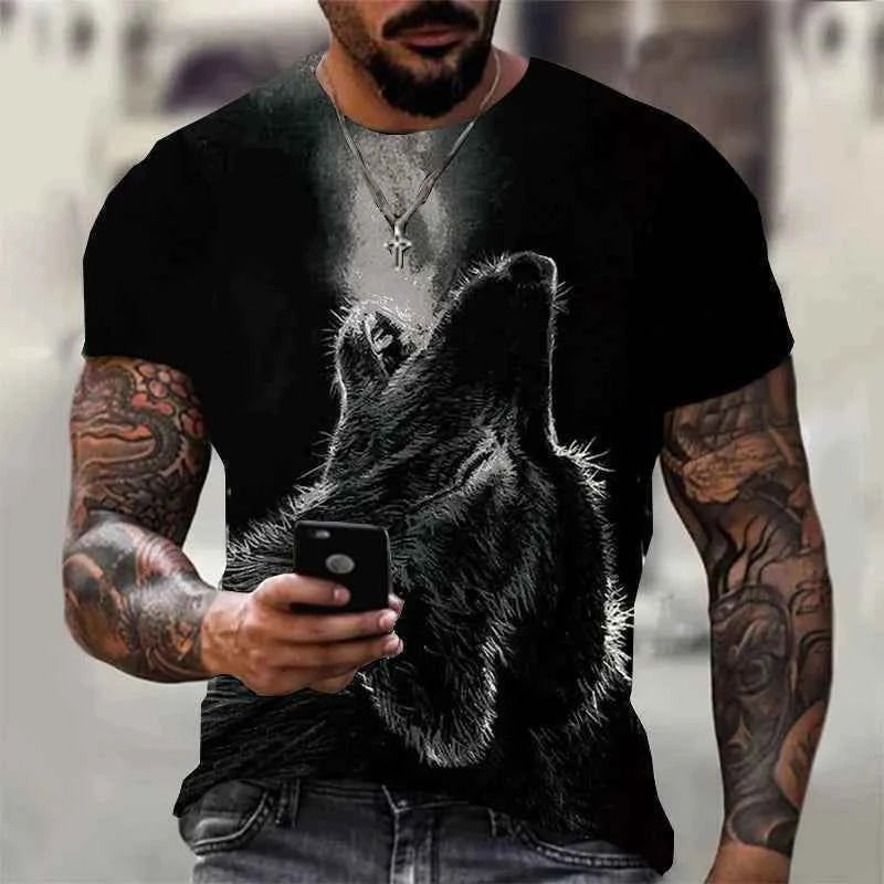 3D Wolf Print Harajuku Men's T-shirts 4