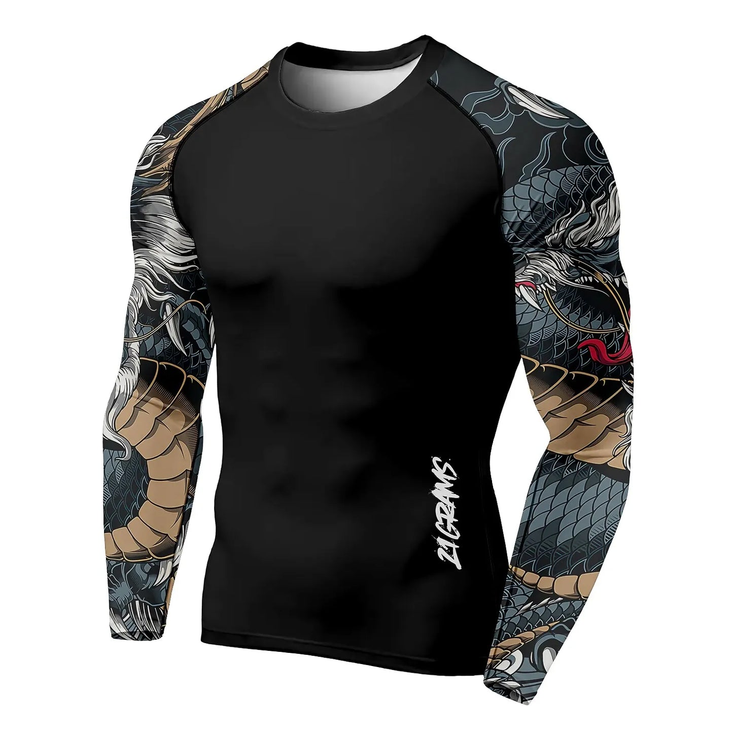 3D Printed Dragon Pattern 3D Printing Autumn Men's Crew Neck T-Shirt Casual Long Sleeve Oversized Pullover Fashion Tops