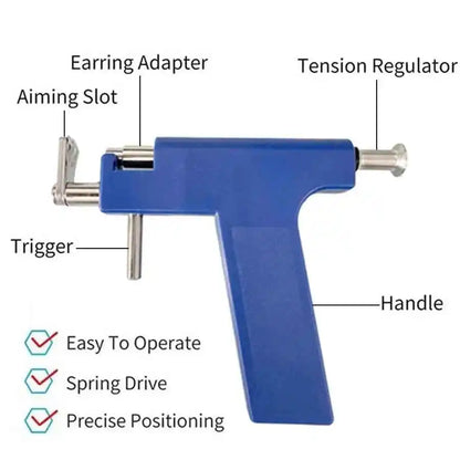 Professional Ear Piercing Gun Kit with 98pcs Stainless Steel Ear Studs-Safety Gun Piercing - Pedlar's Attic