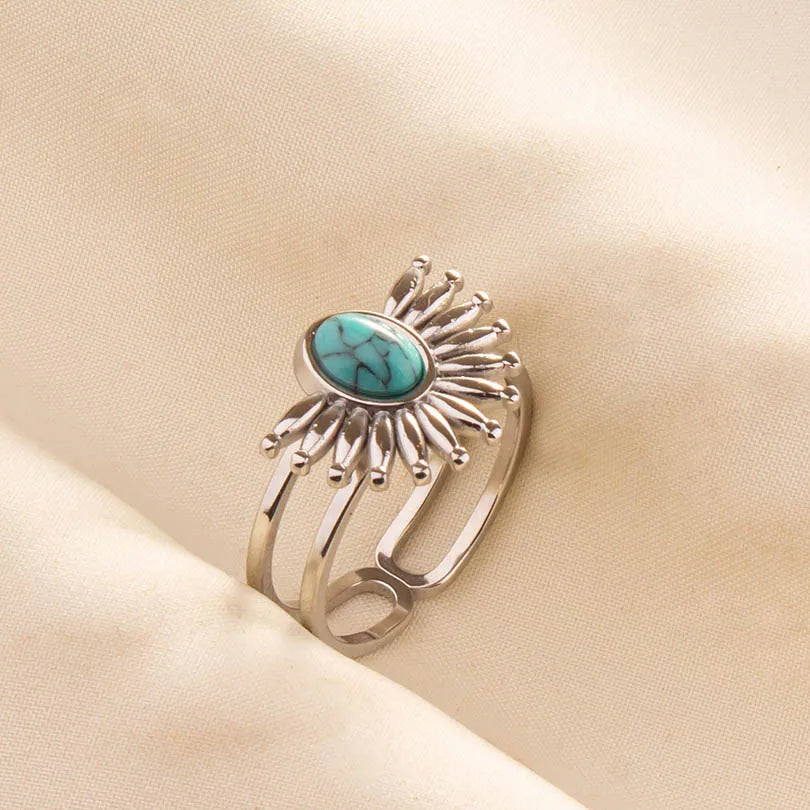 What the Stone Chose — Boho Turquoise Adjustable Ring - Pedlar's Attic