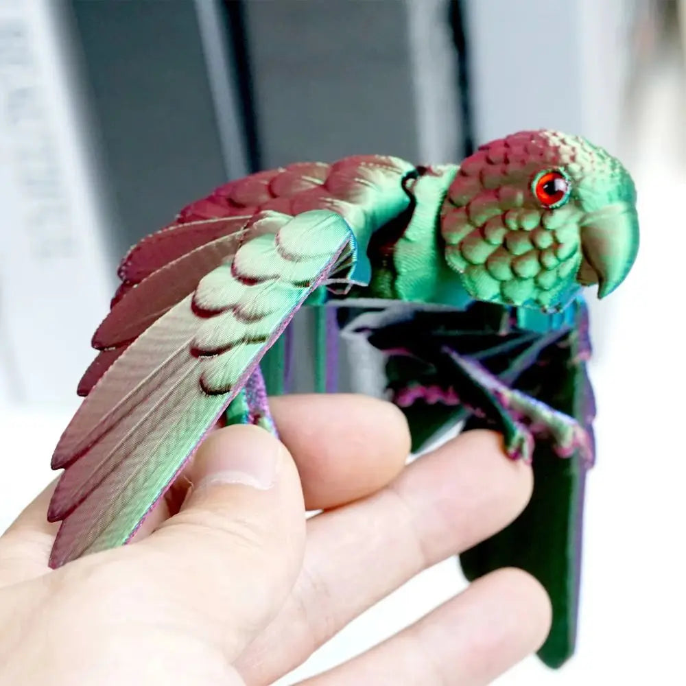 3D Printed Parrot Model Flexible Animal Statue Bird with Wings Moveable Joints Home Decoration Autism ADHD Fun Toys Holiday Gift