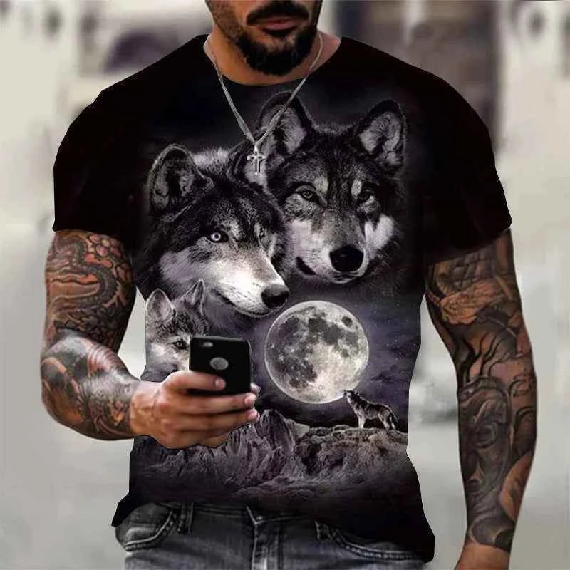 3D Wolf Print Harajuku Men's T-shirts 4
