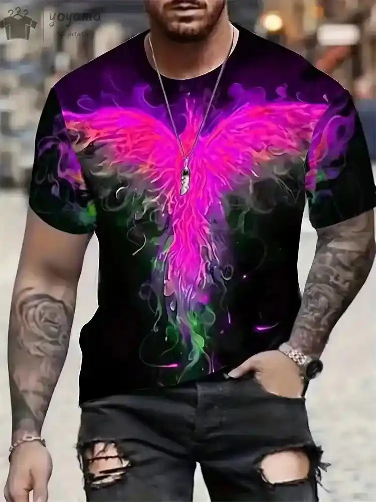 Fire & Scales – Dragon & Phoenix 3D Print Unisex Tee