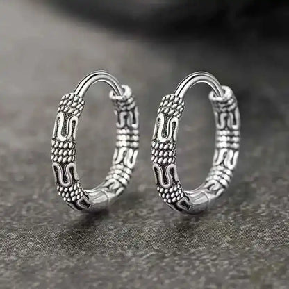Vintage Simple Small Hoop Earrings Stainless Steel Hypoallergenic Earrings for Men Women Cool Indian Boho Jewelry - Pedlar's Attic