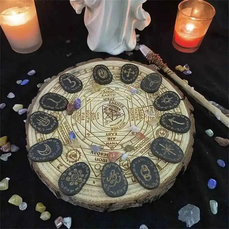 Wood Runes Stone Set Divination Runestones - Pedlar's Attic