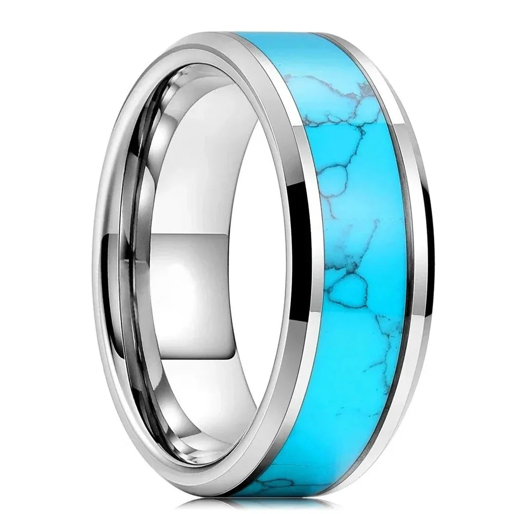 Stone Forge Ring — Agate & Stone Inlay Stainless Steel Band