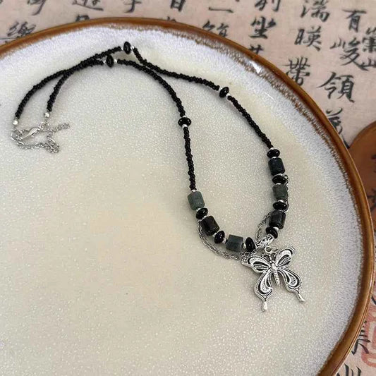 2026New Goth Vintage Colorful Stones Flower Pendant Necklace for Women Trendy Punk Collier Hippie Aesthetic Jewelry Christmas Gi