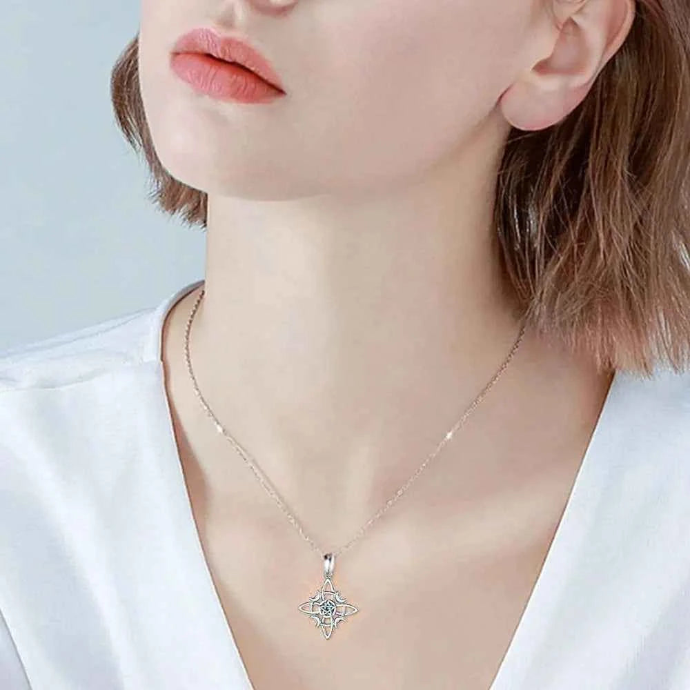 Celtic Knot Triple Moon Goddess Geometry Necklace