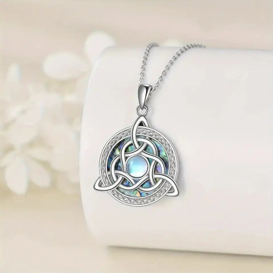 The Three-Fold Moon — Celtic Trinity Moonstone Necklace