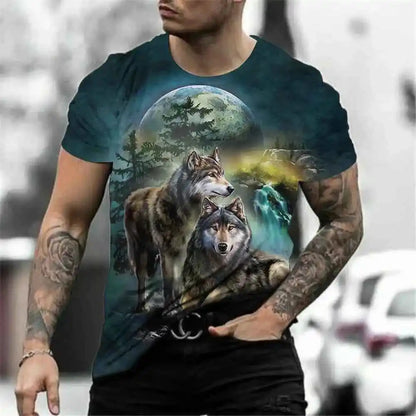 3D Wolf Print Harajuku Men's T-shirts 3 - Pedlar's Attic