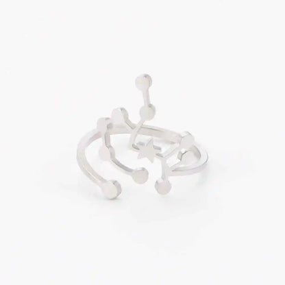 COOLTIME Zodiac Constellation Ring - Adjustable Stainless Steel Jewelry for Your Sign - Ideal Gift for Astrology Lovers - Pedlar's Attic