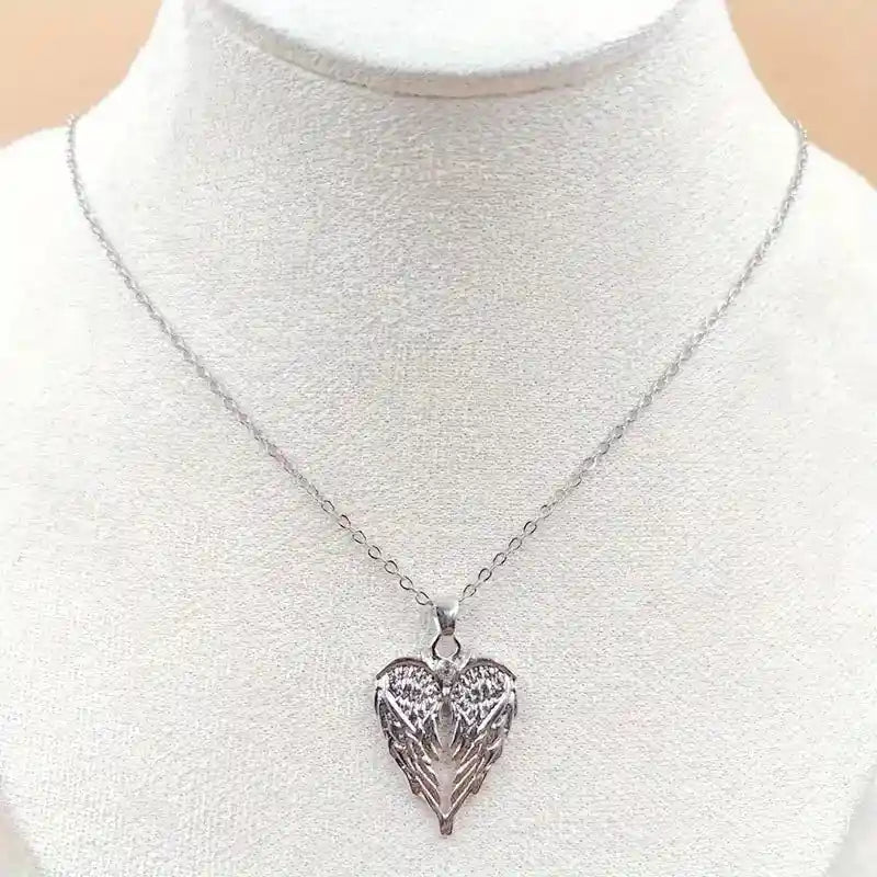 Crystal Angel Wings Heart Pendant Necklaces - Pedlar's Attic