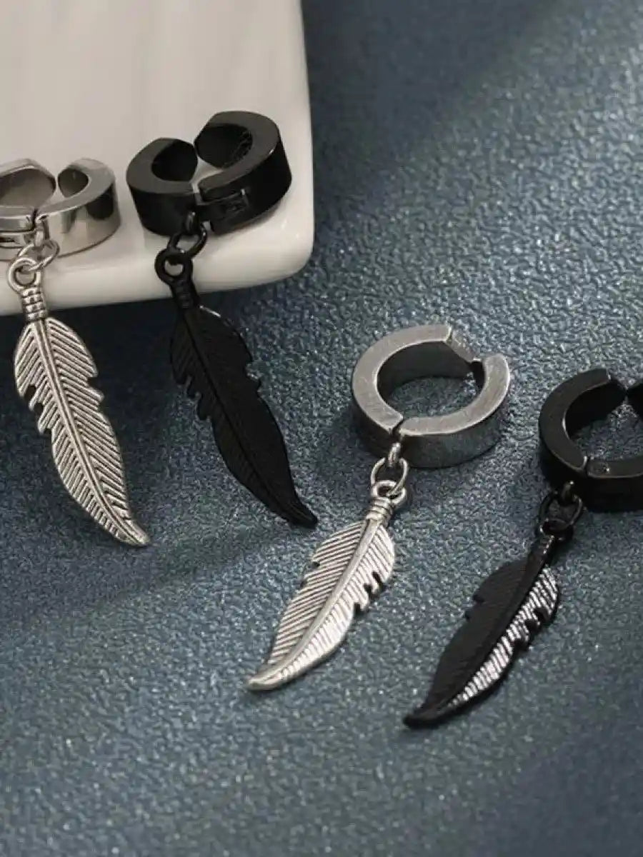Punk Style Feather Design Dangle Earrings - Pedlar's Attic