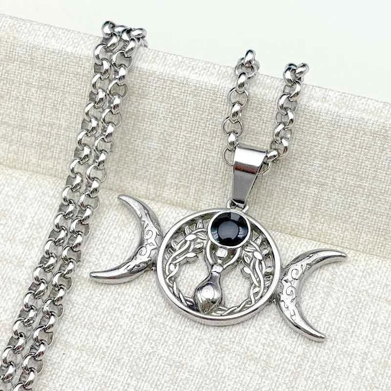 Triple Moon Goddess Necklace