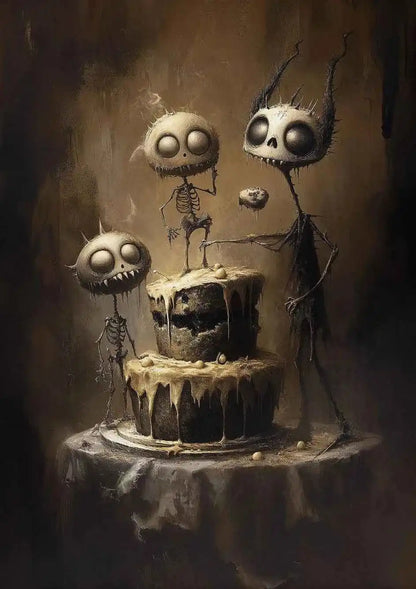 Victoria Style Skull Banquet Fallen Angels Dark Fantasy Art - Pedlar's Attic