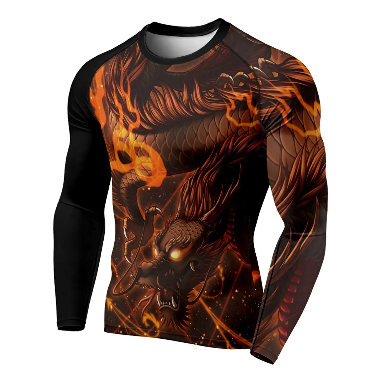 3D Printed Dragon Pattern 3D Printing Autumn Men's Crew Neck T-Shirt Casual Long Sleeve Oversized Pullover Fashion Tops