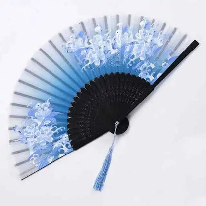 Elegant Essence Bamboo Silk Fan - Chic Black Folding Hand Fan for Dance & Summer Parties, Ideal Gift for Women - Pedlar's Attic