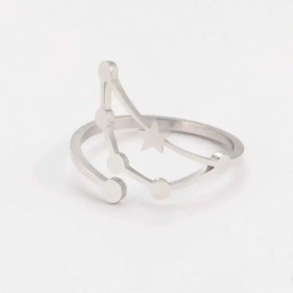 COOLTIME Zodiac Constellation Ring - Adjustable Stainless Steel Jewelry for Your Sign - Ideal Gift for Astrology Lovers - Pedlar's Attic
