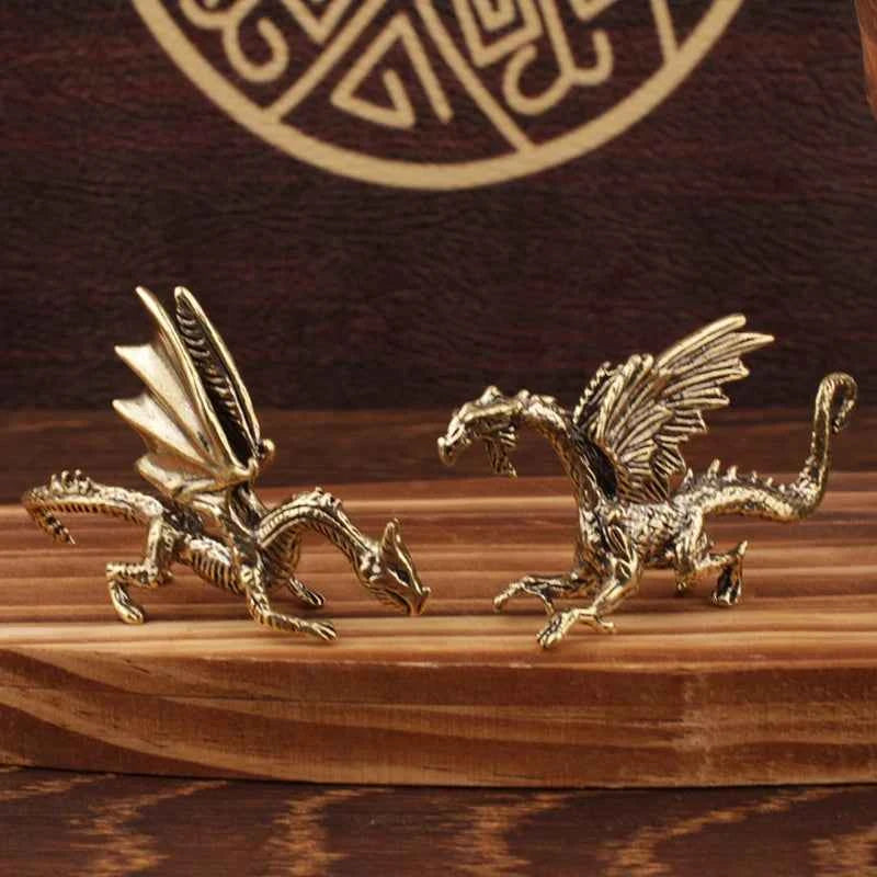 Brass Dragon Small Statue Desktop Ornament