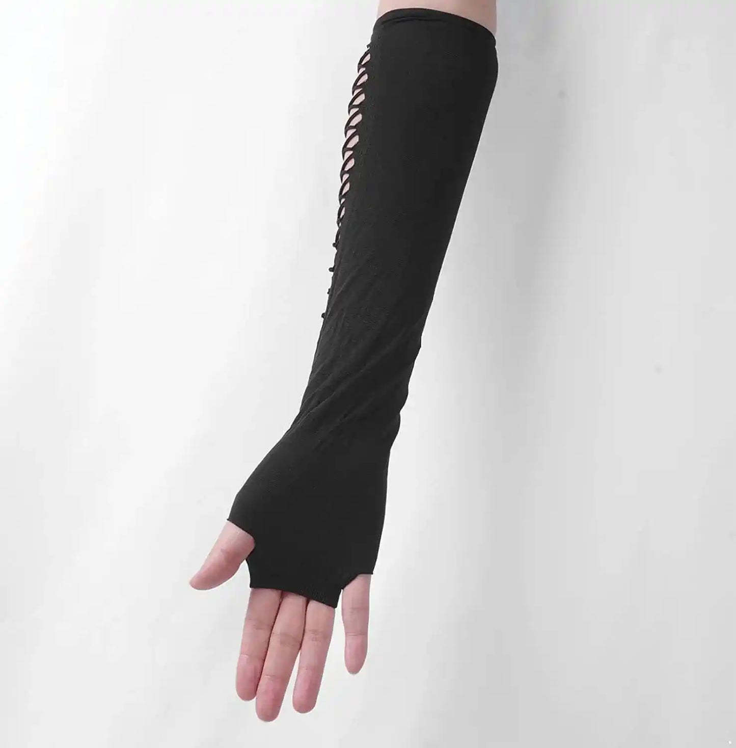 All the Way Up — Black Fingerless Elbow Gloves