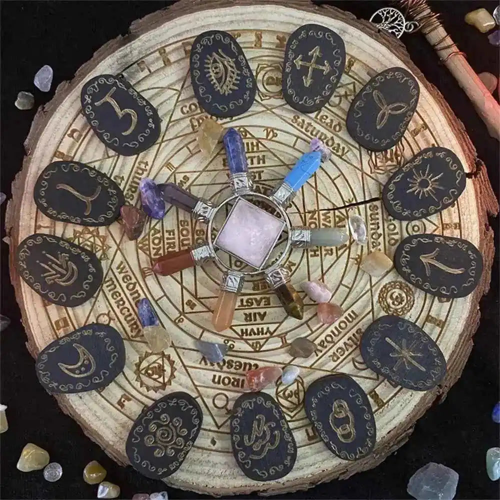 Wood Runes Stone Set Divination Runestones - Pedlar's Attic