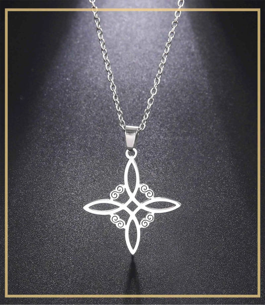 LLL Skyrim Wicca Witchcraft Witch Knot Necklace Stainless Steel Choker Necklaces Vintage Amulet Supernatural Jewelry Gift for Wo