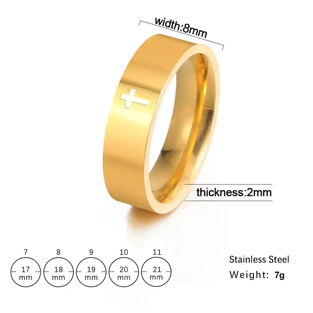 Bound by the Cross — Gothic Stainless Steel Couple Ring