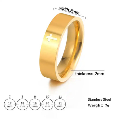 Bound by the Cross — Gothic Stainless Steel Couple Ring