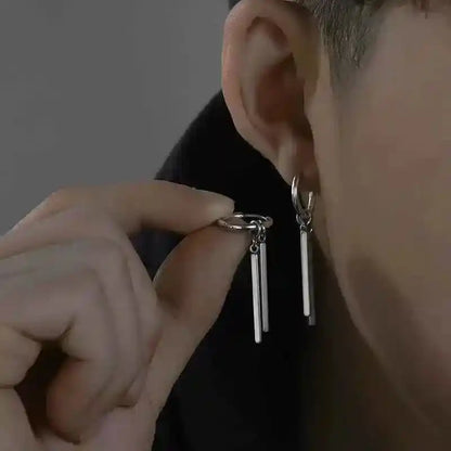 Punk Silver Gothic Cross Drop Earrings - Long Tassel Design for Bold Style | Unisex Jewelry Gift - Pedlar's Attic