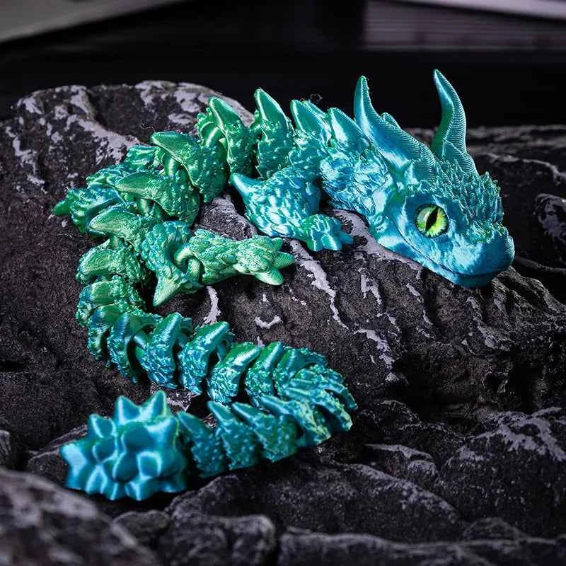 3D Printed Magic Dragon Movable Joint  Toy Rotatable Articulated Office Desktop Ornament Adults Kid Toy Crafts Gift - Pedlar's Attic