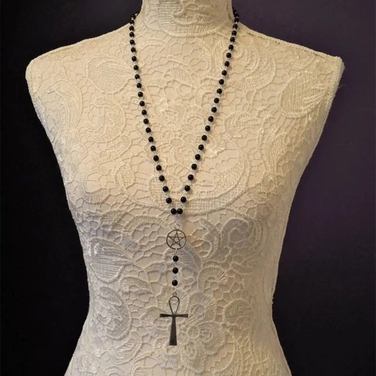 The Old Agreements — Ankh & Pentagram Wiccan Rosary Necklace