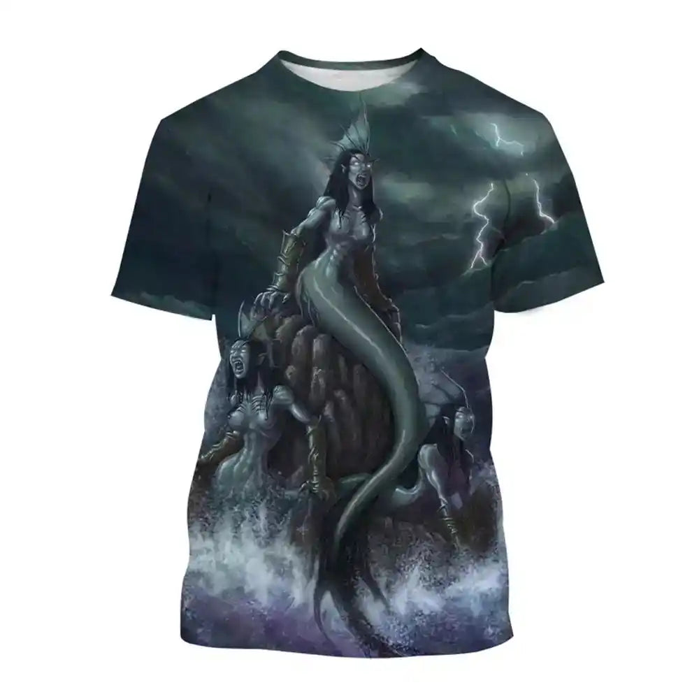 Siren's Call — 3D Mermaid & Ocean Print Tee