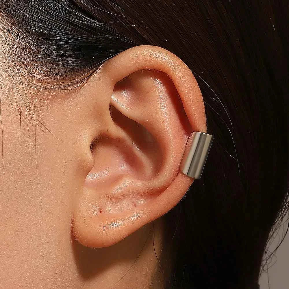 Punk Chic Geometric Ear Cuff - Non-Piercing Metal Clip-On Earrings for a Bold Fashion Statement - Pedlar's Attic