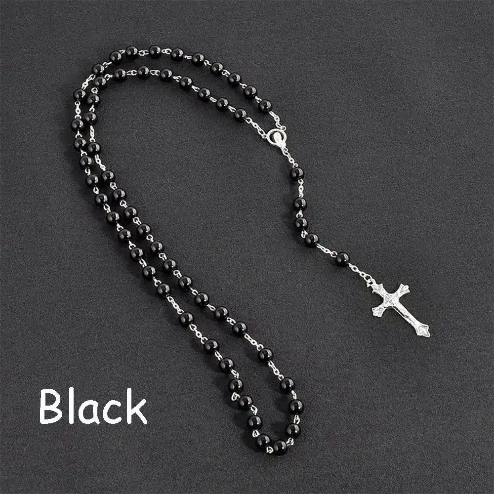 The Sacred Thread — Vintage Rosary Bead Cross Necklace