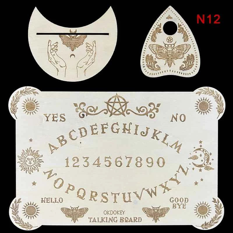 12inch Wooden Divination Pendulum Board Engraved Magic Board Ouija Board Metaphysical Message Witch's Pendulum Board Kit
