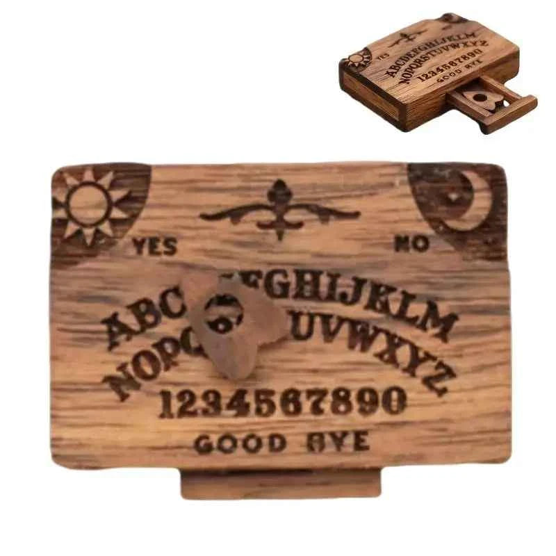 Mini Ouija Board With Drawer Handmade Retro Ouija Board Wooden Talking Spirit Board Emotional Love Drawer Divination Tools