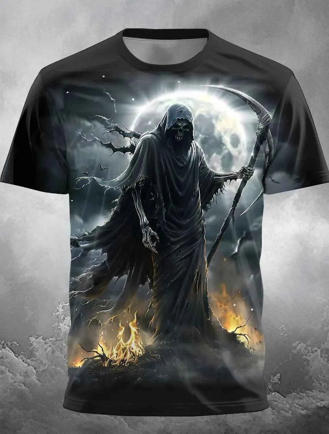 Fire Reaper Designer Gothic Men's 3D Print T shirt