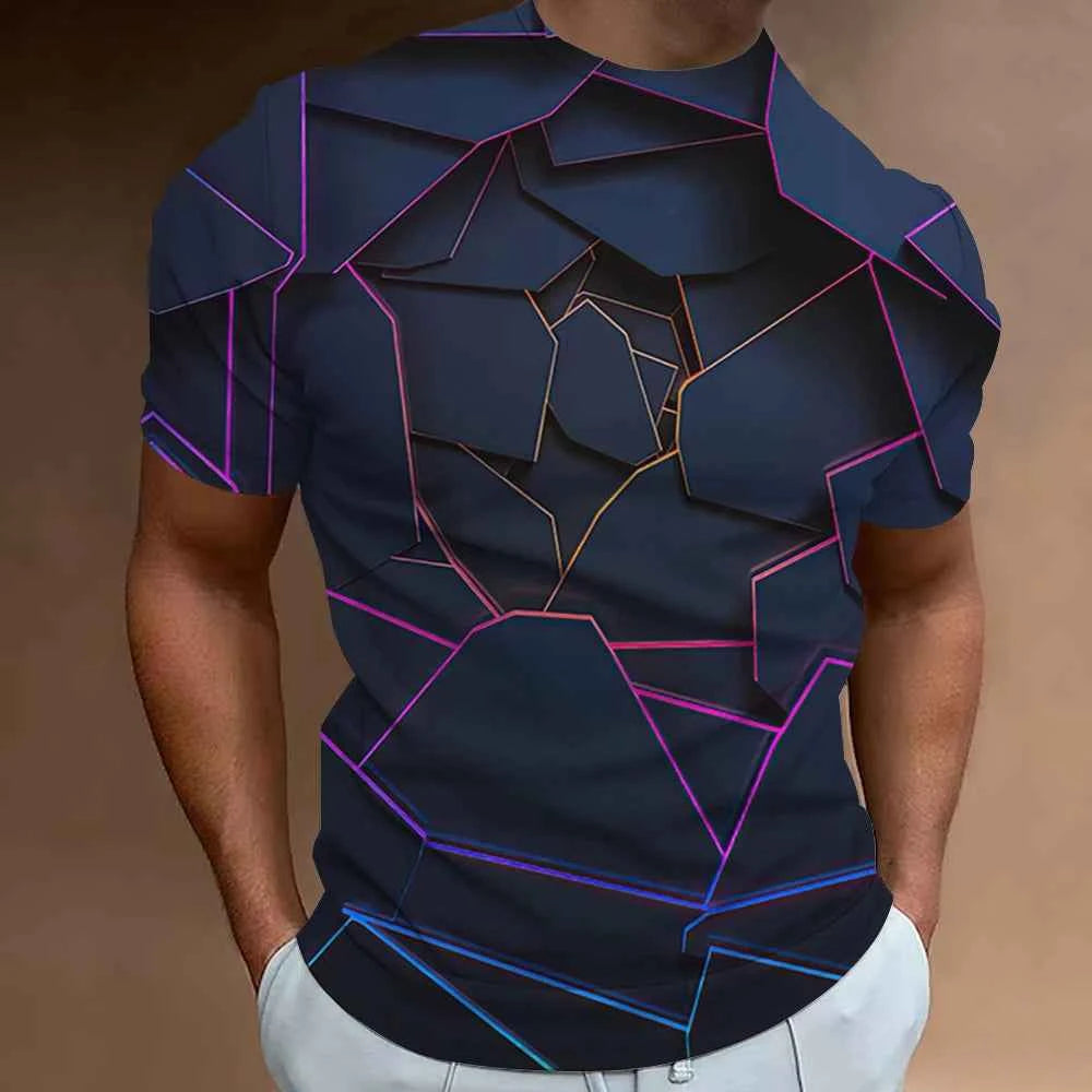 Fashion T-Shirts For Men 3d Line Printed