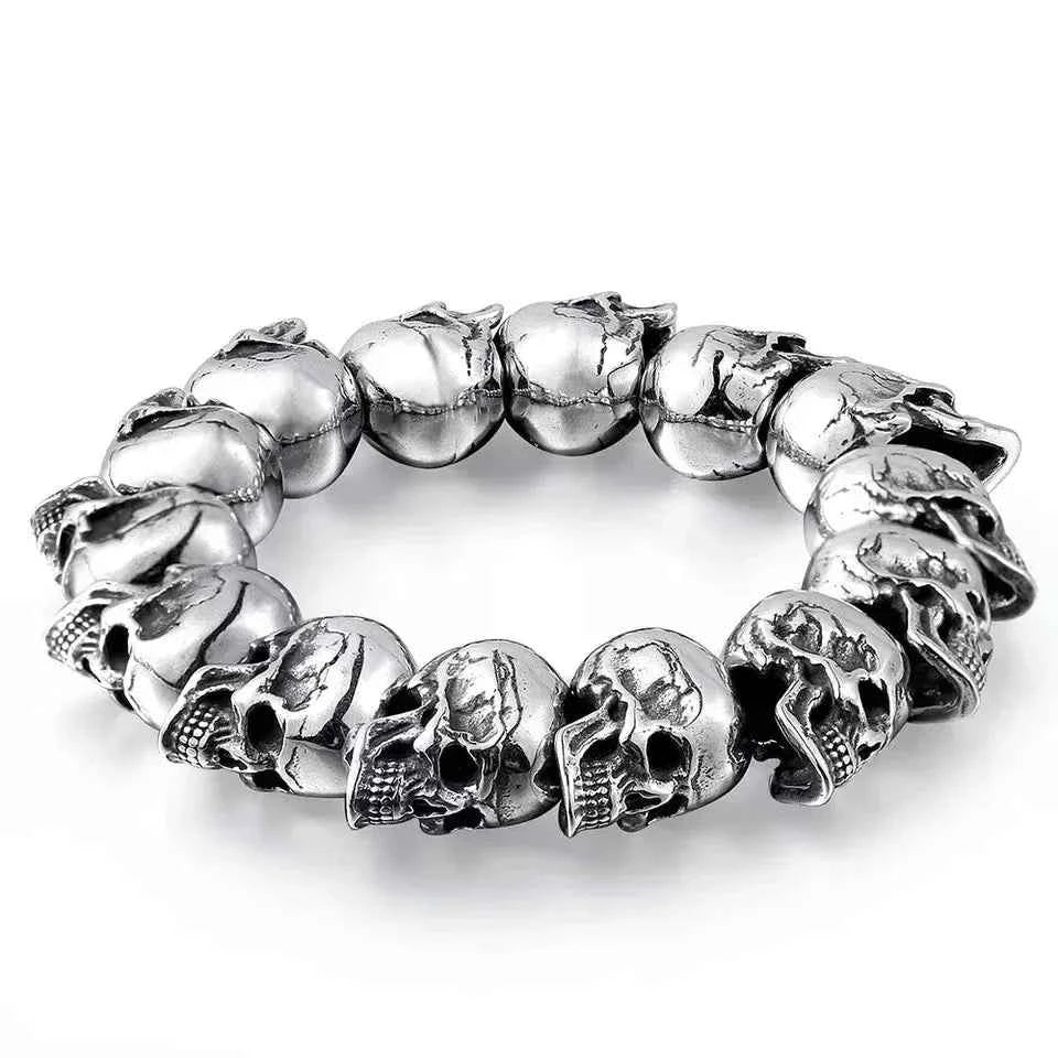 Stainless Steel Nordic Double Wolf Head Bracelet