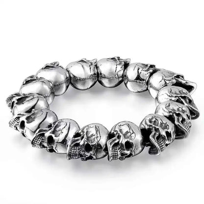 Stainless Steel Nordic Double Wolf Head Bracelet - Pedlar's Attic
