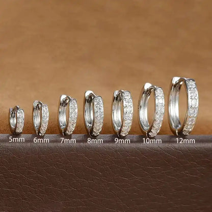 1Pair Stainless Steel Huggie Minimal Hoop Earrings Little Crystal Zirconia Thin Helix Tragus Cartilage Earrings Piercing Jewelry - Pedlar's Attic
